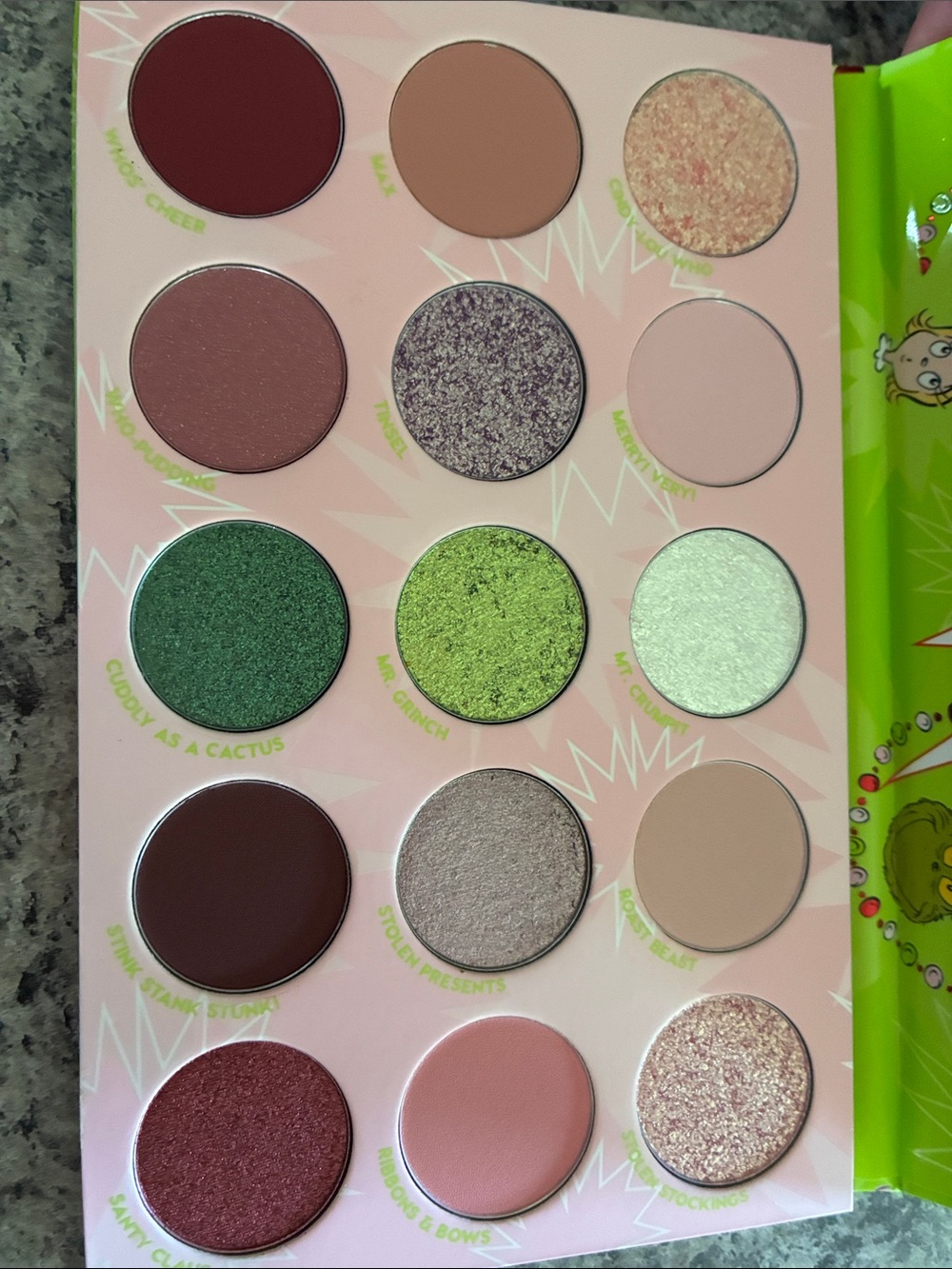ColourPop The Grinch Holiday Eyeshadow Palette - Never Used - Picture 3 of 4